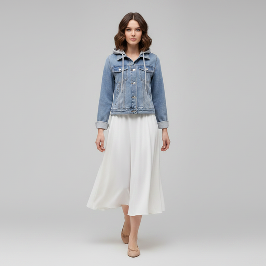 Denim Jacket with Removable Hood | Women's Jacket