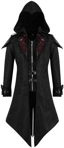 Men's Hooded Buckled Long Gothic Tailcoat 0