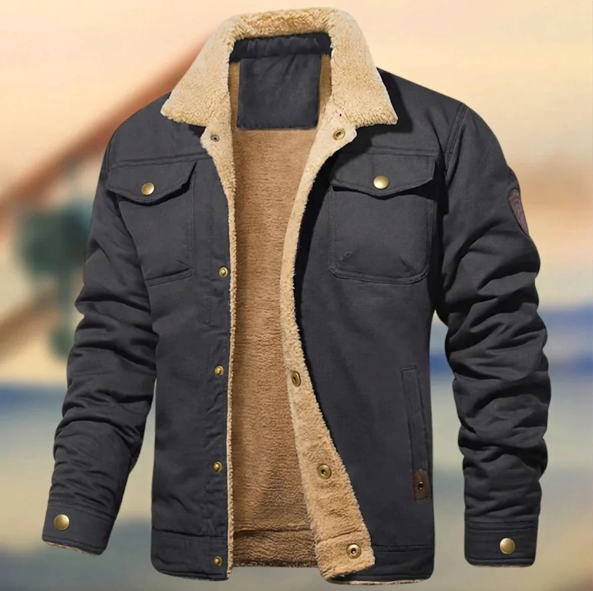 Men's Relaxed Fit Sherpa Collar Jacket 3