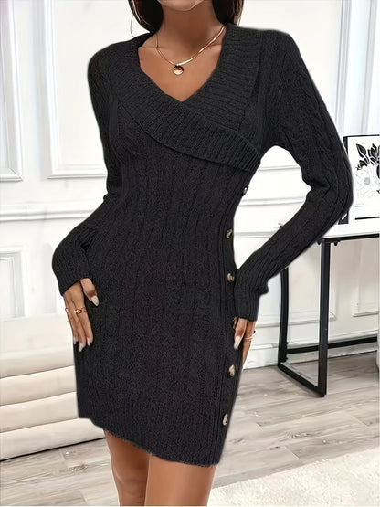 Women's Elegant Figure-Hugging V-Neck Midi Dress 3