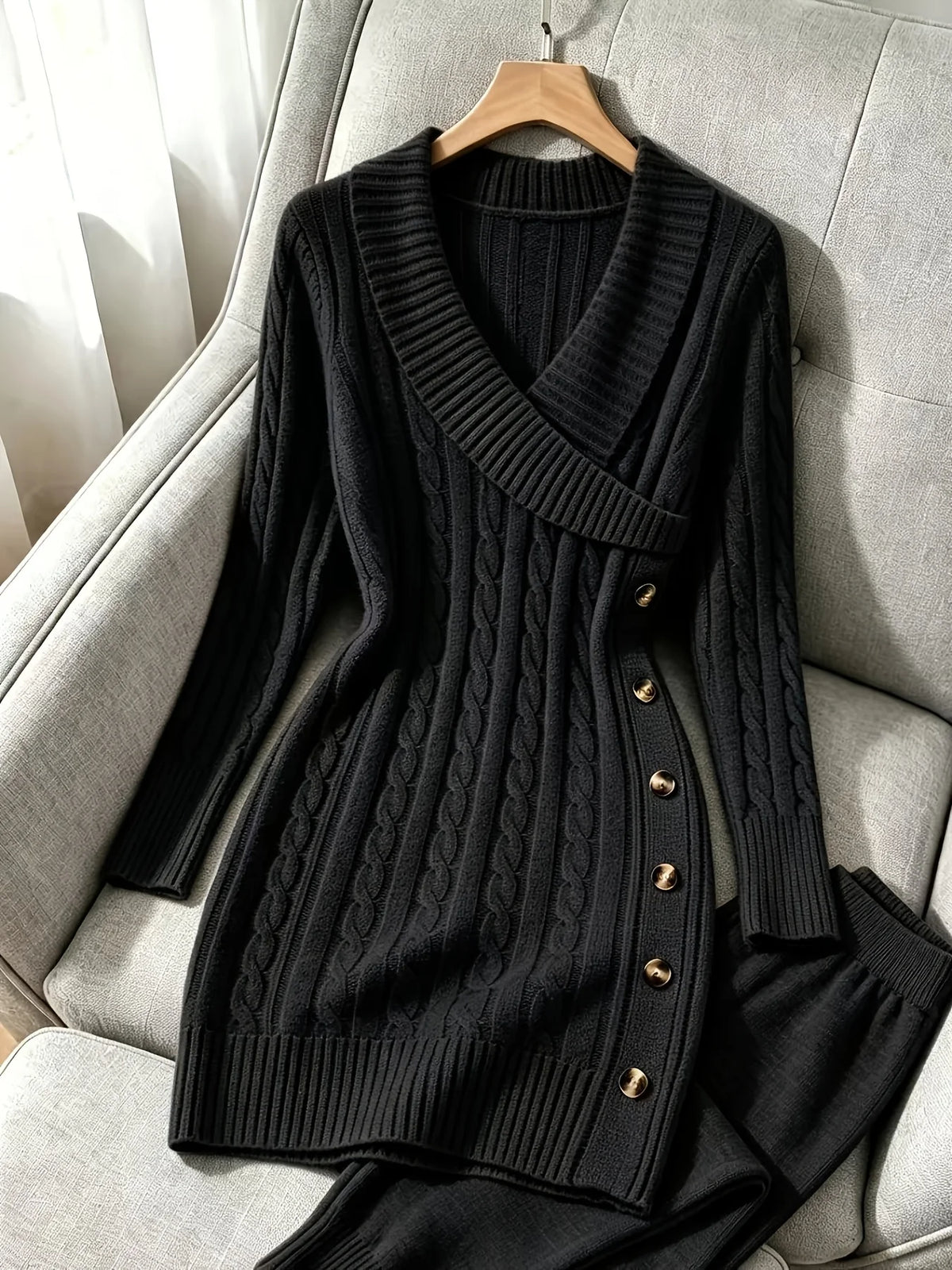 Women's Elegant Figure-Hugging V-Neck Midi Dress 4