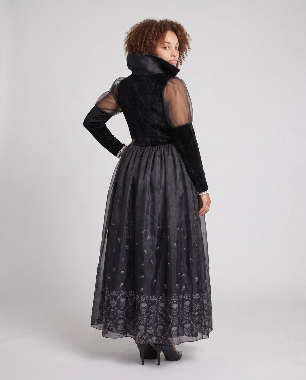 Women's Elegant Sheer Sleeve Gothic Dress 4