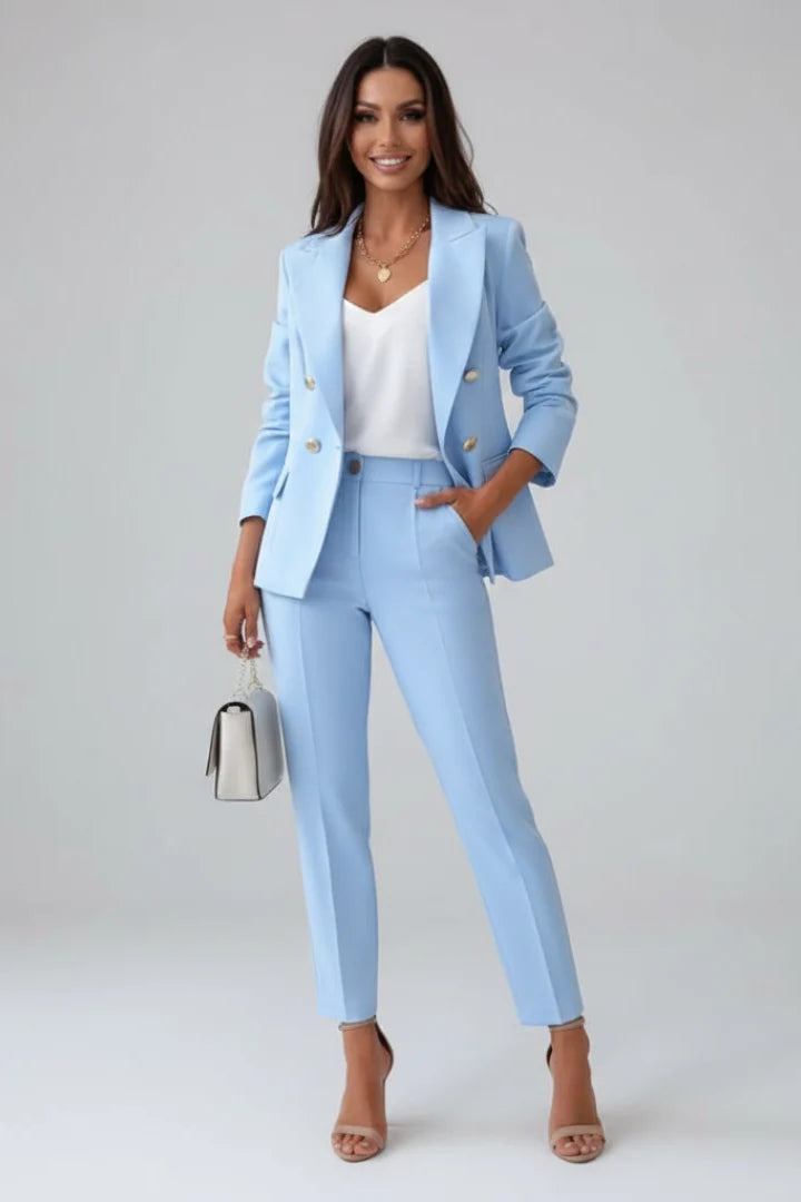 Women's Elegant Tailored Button-Up Suit Set 0