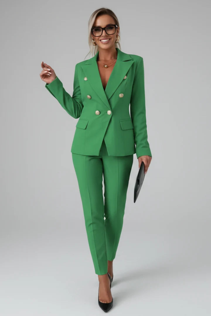 Women's Elegant Tailored Button-Up Suit Set 10