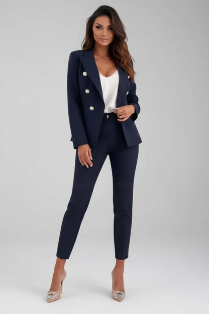 Women's Elegant Tailored Button-Up Suit Set 6