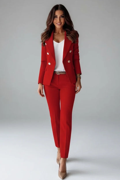 Women's Elegant Tailored Button-Up Suit Set 9
